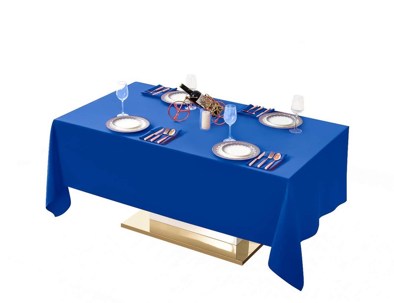 Surmente Blue Tablecloth 60 x 102-inch Rectangular Polyester Table Cloth for Weddings, Banquets, or Restaurants - Image 1